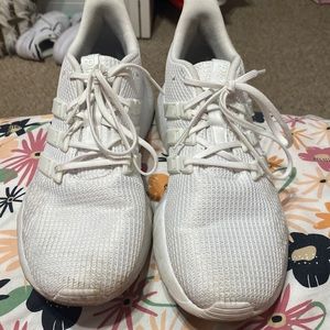 Adidas white shoes with cloud foam comfort souls.